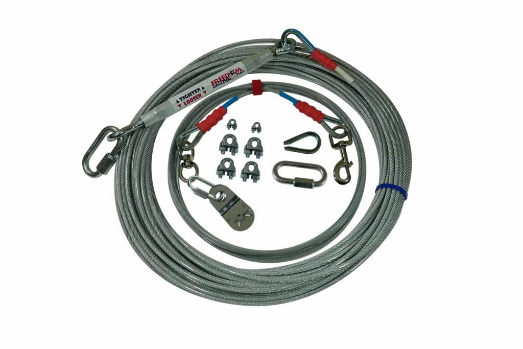 Standard Duty Freedom Aerial Dog Run with Cable Lead Line Complete Kit