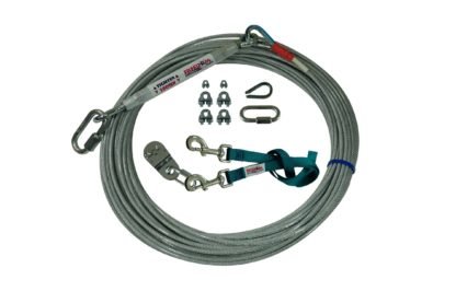 Super Light Duty Freedom Aerial Dog Run with Teal Nylon Lead Line Complete Kit SLD