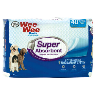 Four Paws Wee-Wee Super Absorbent Pads 40 count White 24" x 24" x 0.1"