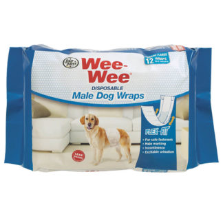 Four Paws Wee-Wee Disposable Male Dog Wraps 12 pack Medium / Large White