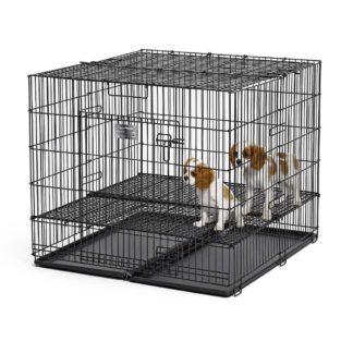 Midwest Puppy Playpen with Plastic Pan and 1/2" Floor Grid Black 36" x 36" x 30"