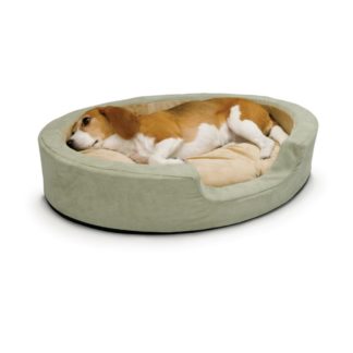 K&H Pet Products Thermo Snuggly Sleeper Oval Pet Bed Medium Sage 26" x 20" x 5"