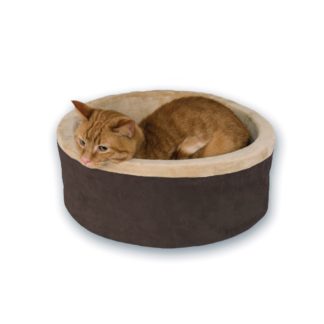 K&H Pet Products Thermo-Kitty Bed Small Mocha 16" x 16" x 6"
