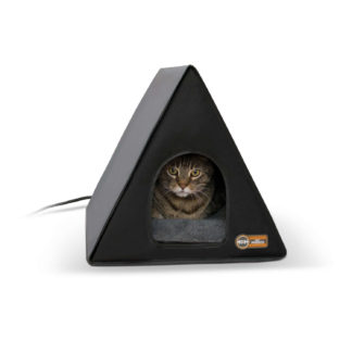 K&H Pet Products Heated A-Frame Cat House Gray / Black 18" x 14" x 14"