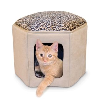 K&H Pet Products Kitty Clubhouse Tan / Leopard 17" x 16" x 13"