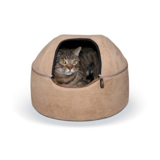 K&H Pet Products Kitty Dome Bed Unheated Small Tan 16" x 16" x 12"