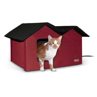 K&H Pet Products Outdoor Kitty House Extra-Wide Heated Red 21.5" x 14" x 13"