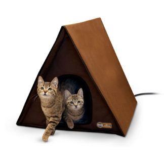K&H Pet Products Outdoor Heated Multiple Kitty A-Frame Chocolate 35" x 20.5" x 20"