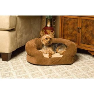K&H Pet Products Ortho Bolster Sleeper Pet Bed Large Brown Velvet 40" x 33" x 9.5"