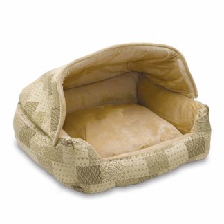 K&H Pet Products Lounge Sleeper Hooded Pet Bed Tan 20" x 25" x 13"