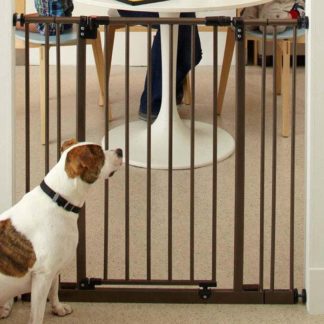 North States Extra Tall Deluxe Easy-Close Pressure Mounted Pet Gate Brown 28" - 38.5" x 36"