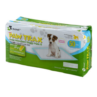 Richell Paw Trax Pet Training Pads 50 Count White 17.7" x 23.6" x 0.2"