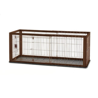 Richell Expandable Pet Crate with Floor Tray Small Brown 35.4" - 60.6" x 23.6" x 24"